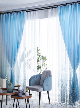 窗帘白色遮光纱帘窗纱纱帘 阳台遮光透光不透人N双层客厅2020新款