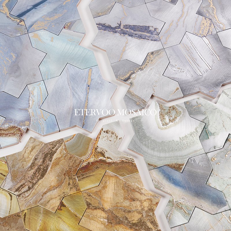 高级感拼花金属马赛克瓷砖别墅玄关壁画卧室N电视背景墙厨房浴室