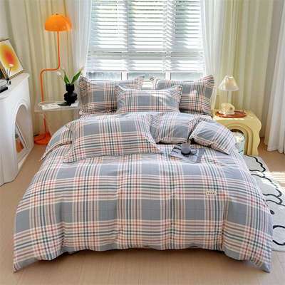 纯棉原棉粗布床上四件套简约田园风全棉被套床单床上用品南通家纺