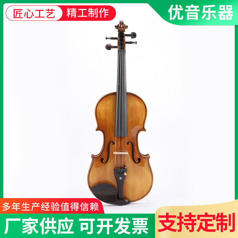 厂家供应练习用小提琴精品小提琴半手工亮光普花小提琴