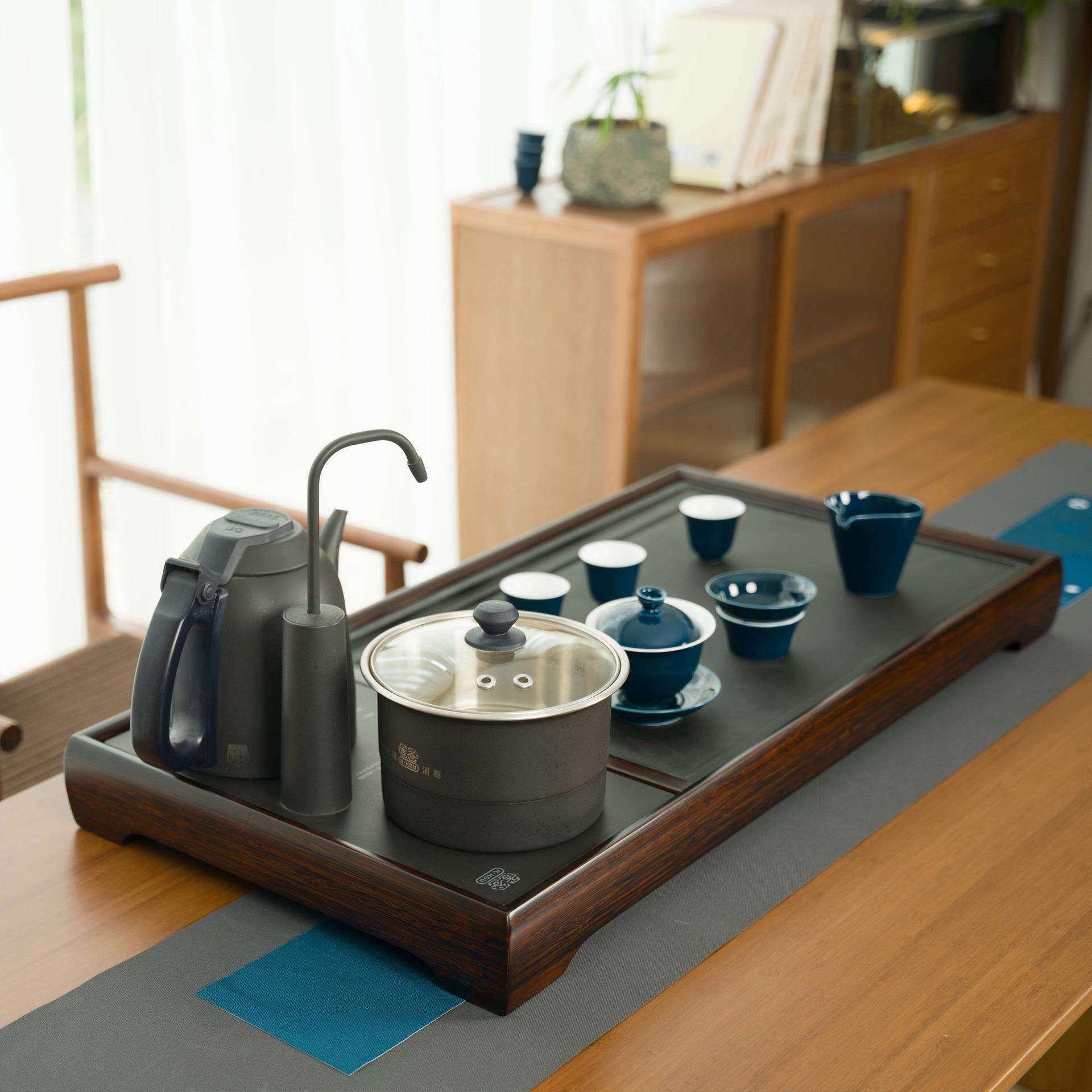 家用福禄四合一茶盘套装全自动茶具底部上水烧水壶一体功夫泡茶台