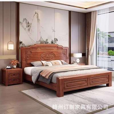 花梨木全实木床中式仿古榫卯结构雕花工艺家用主卧1.8M双人床