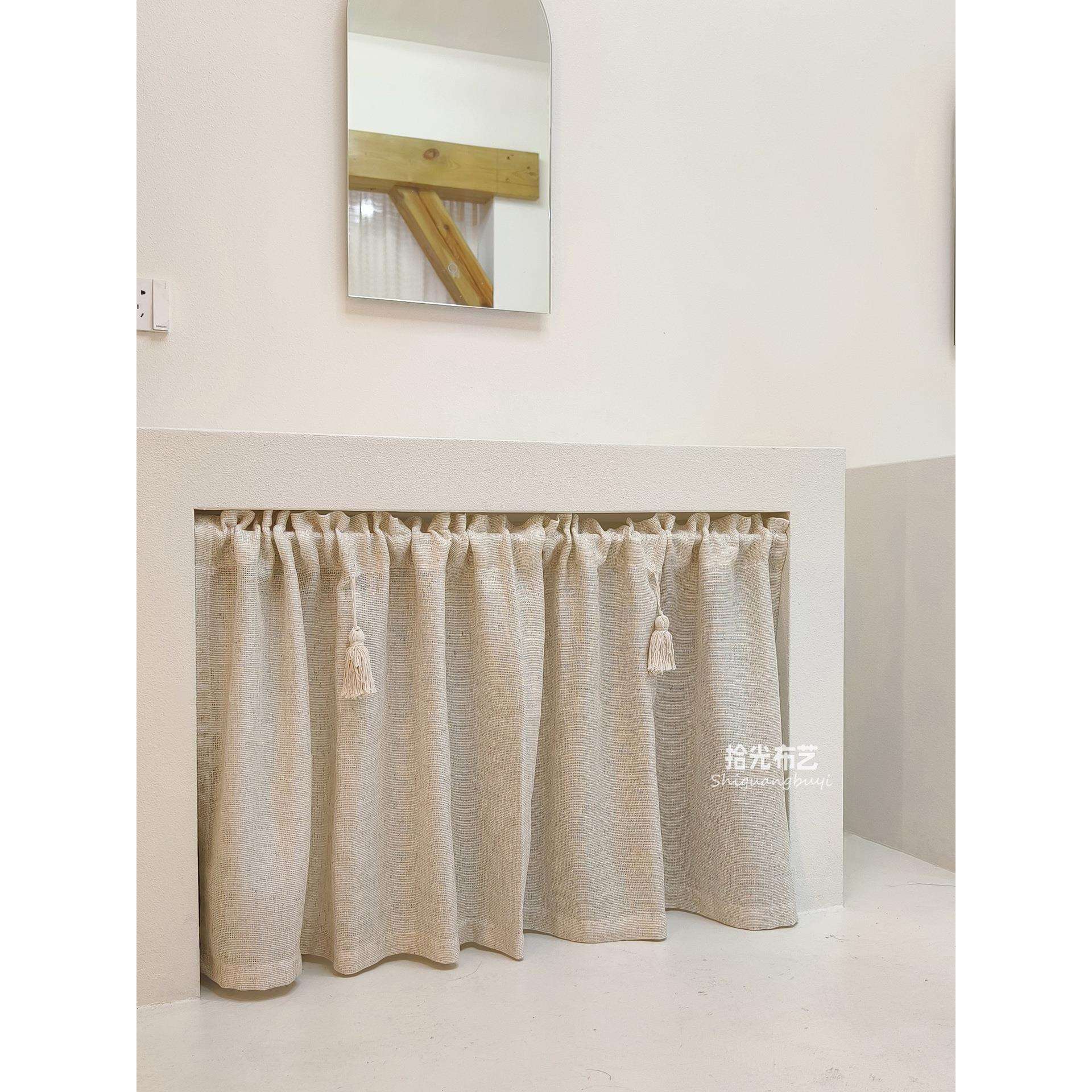 棉麻窗帘北欧拾光日式短帘复古文艺免打孔柜半帘隔断门帘美式乡村