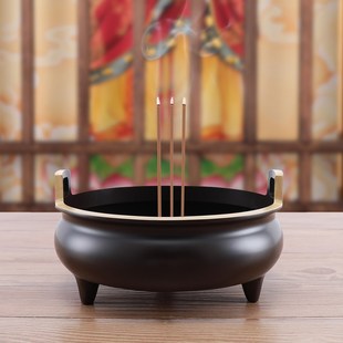 黄铜香炉家用室内供奉上香大明宣德炉沉香熏香供佛香插烧香线香炉