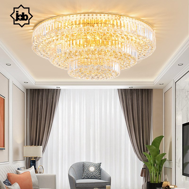 现代简约LED圆形客厅灯水晶灯大气吸顶灯家用灯具餐厅灯卧室灯