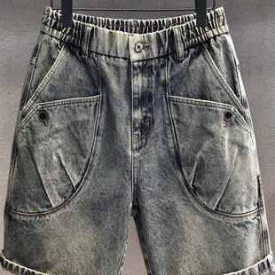 牛仔短裤 子潮流百搭五分中裤 男夏薄款 高街裤 宽松美式 高端重磅工装