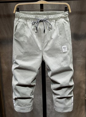 休闲七分裤男士夏天薄款运动短裤潮流8八分裤夏季宽松7分沙滩裤子