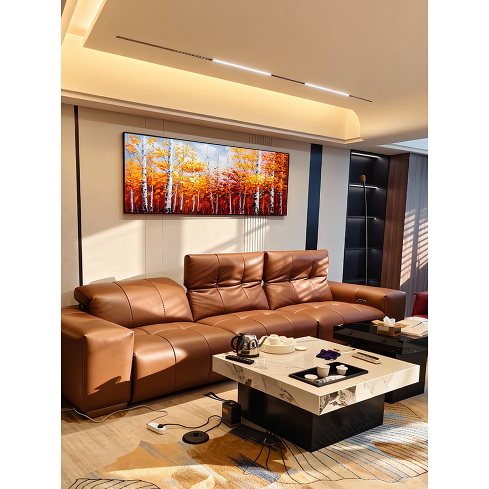 油画客厅金黄色装饰大幅手