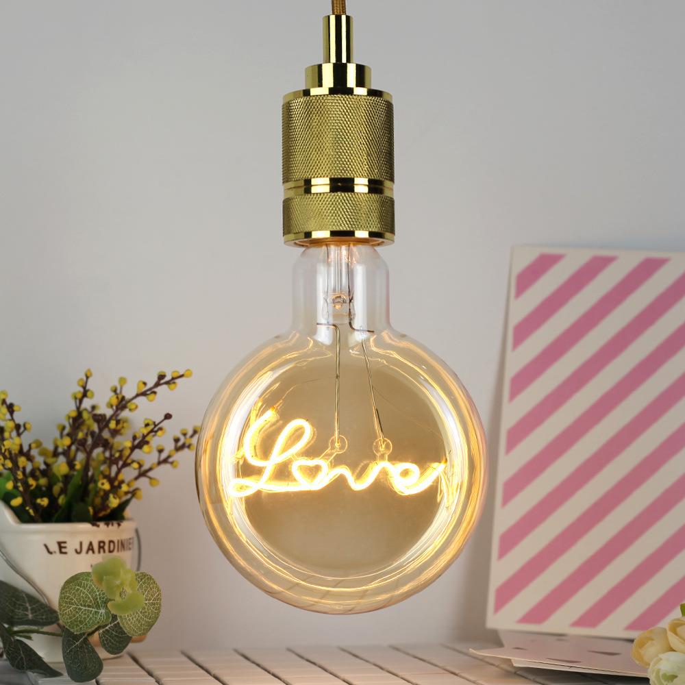 扁灯泡LOVE HOME 箭头字母灯泡LED暖光灯创意仿古灯E27异形灯丝灯