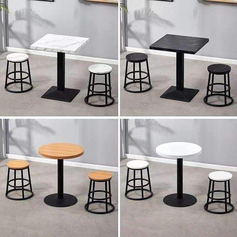 小吃店桌子快餐桌椅组合奶茶甜品饭店商用餐饮简约小圆长方形桌子