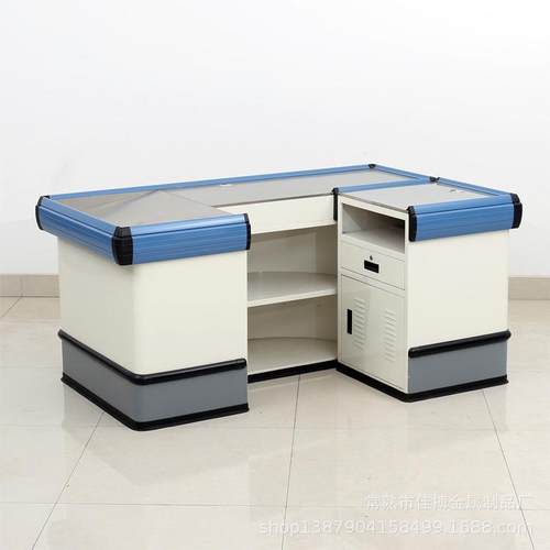 超市便利店不锈钢收银台 可加传送带 商场结账台 铝合金边