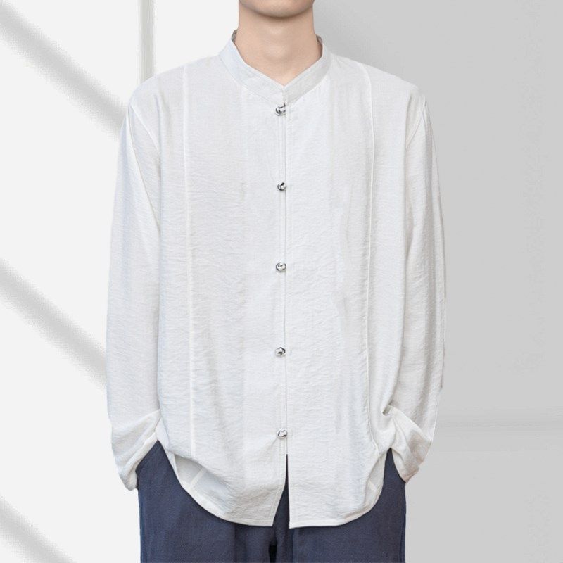垂坠感衬衫男长袖盘扣上衣唐装男中国风年轻高端禅意佛系男装春装,男装,唐装,淘宝优惠券,粉丝福利购,淘宝优惠卷