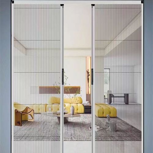 防蚊拉门伸缩纱门卧室铝合金折叠双扇阳台推拉式免打孔沙门帘子