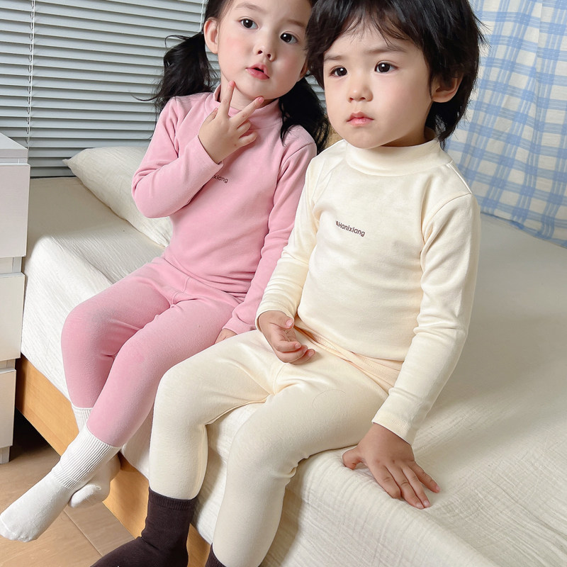 儿童半高领秋衣卫生裤男童发热衣秋冬女童纯棉家居服宝宝睡衣套装,童装/婴儿装/亲子装,家居服套装,淘宝优惠券,粉丝福利购,淘宝优惠卷