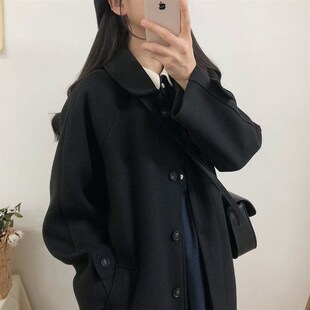 2024秋冬新款韩版宽松学生毛呢外套女中长款显瘦加厚过膝呢子大衣