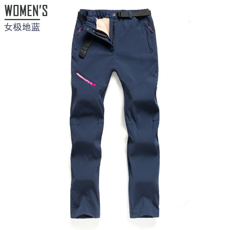 冲锋裤男秋冬季加绒加厚防水抓绒可拆卸两件套户外登山滑雪裤女