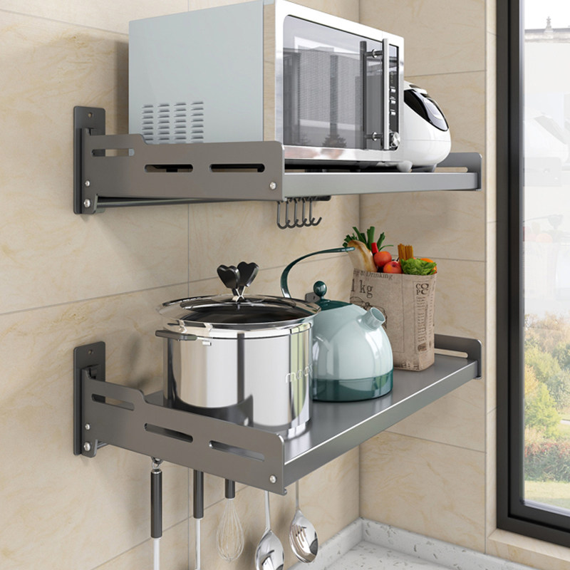 枪灰微波炉置物架厨房墙上免打孔支架家用多层壁挂式烤箱收纳架子,厨房/烹饪用具,微波炉置物架,淘宝优惠券,粉丝福利购,淘宝优惠卷