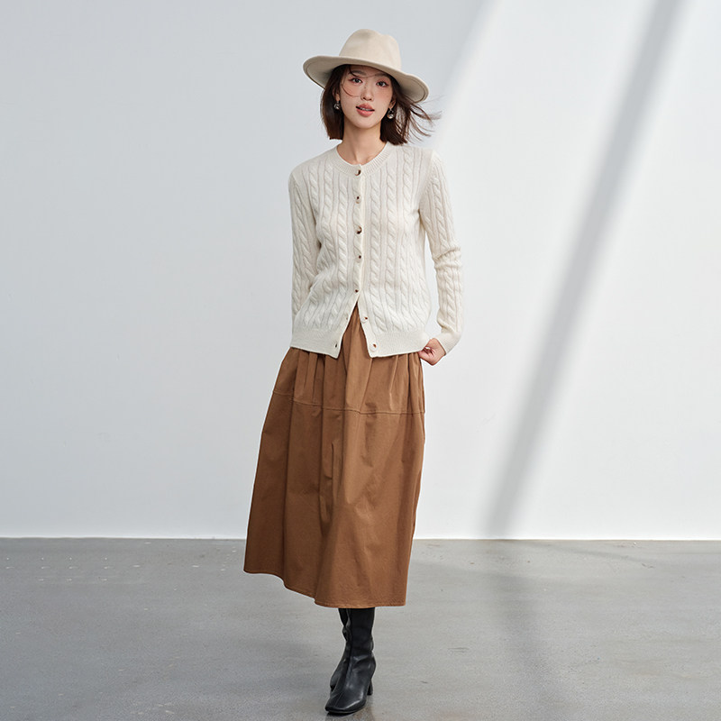 24秋冬新款100纯山羊绒衫女圆领麻花开衫宽松时尚外搭针织打底衫,女装/女士精品,羊绒衫,淘宝优惠券,粉丝福利购,淘宝优惠卷