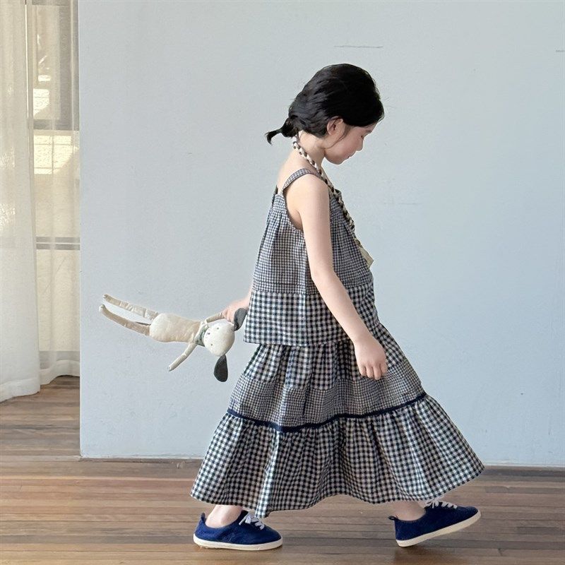 女童连衣裙夏装2025新款韩系童装儿童背心裙女孩格子吊带裙两件套,童装/婴儿装/亲子装,连衣裙,淘宝优惠券,粉丝福利购,淘宝优惠卷