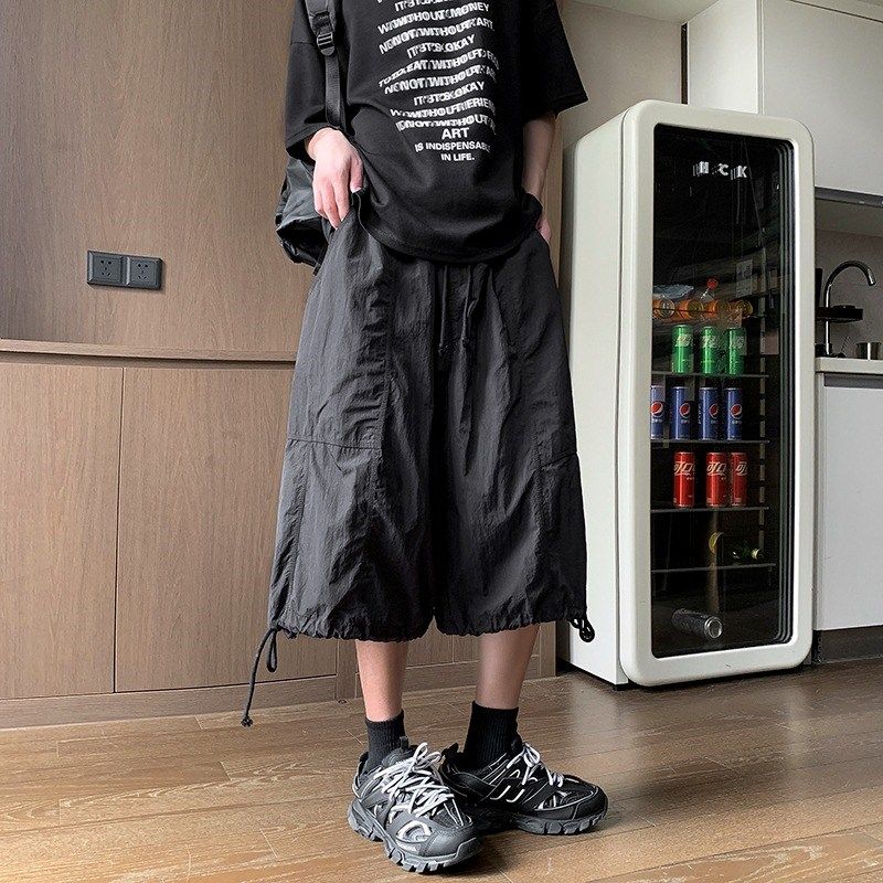 山本风暗黑系机能短裤男特大码冰丝速干褶皱七分裤夏季冰感工装裤,男装,短裤,淘宝优惠券,粉丝福利购,淘宝优惠卷