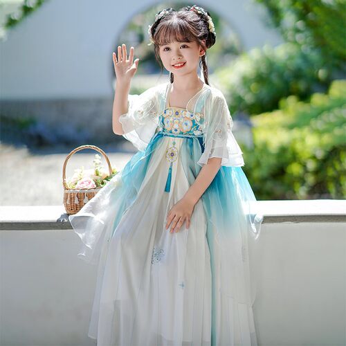 汉服女童夏季2024新款儿童古风超仙古装唐装小女孩夏装国风连衣裙