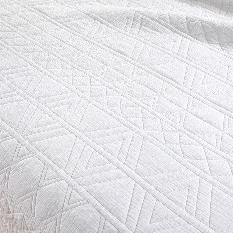 春夏新款漂白菱形全棉纱布绗缝被绗棉床盖三件套