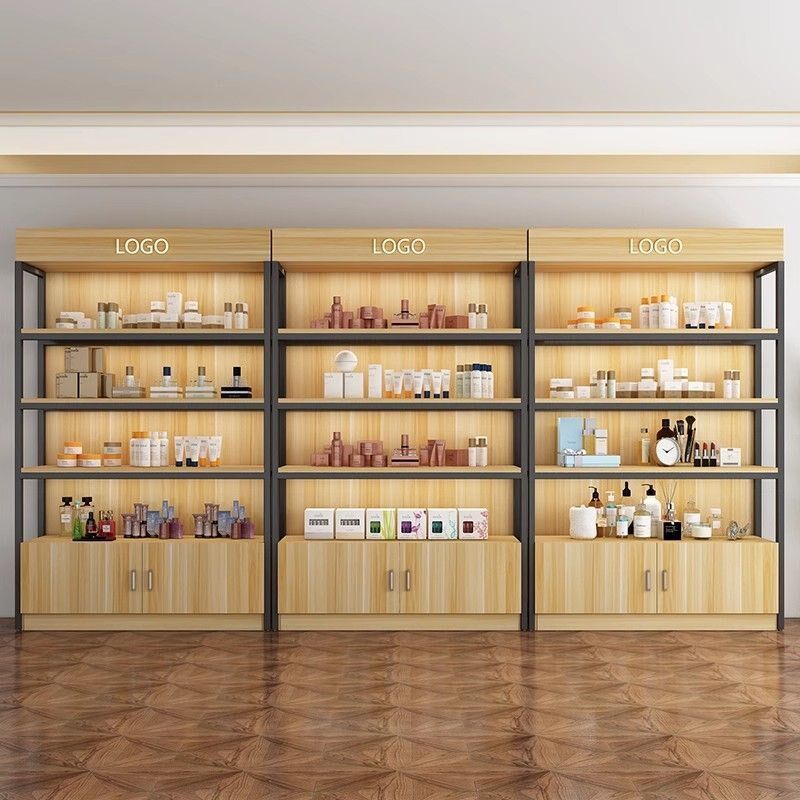 货架展示柜钢木置物架可调节陈列架落地简易超市多层收纳储物柜子