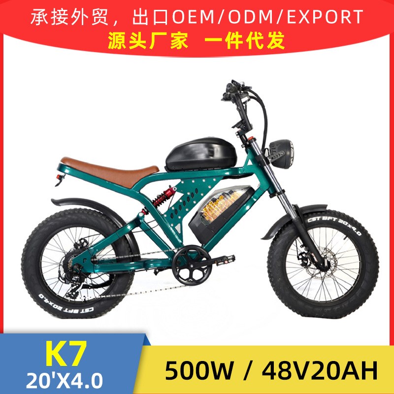 20寸电动雪地车复古越野电动摩托车沙滩休闲助动电动车