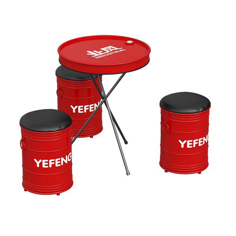 油桶设计创意酒吧桌椅复古工业风铁艺圆凳洽谈小圆桌卡座茶几组合