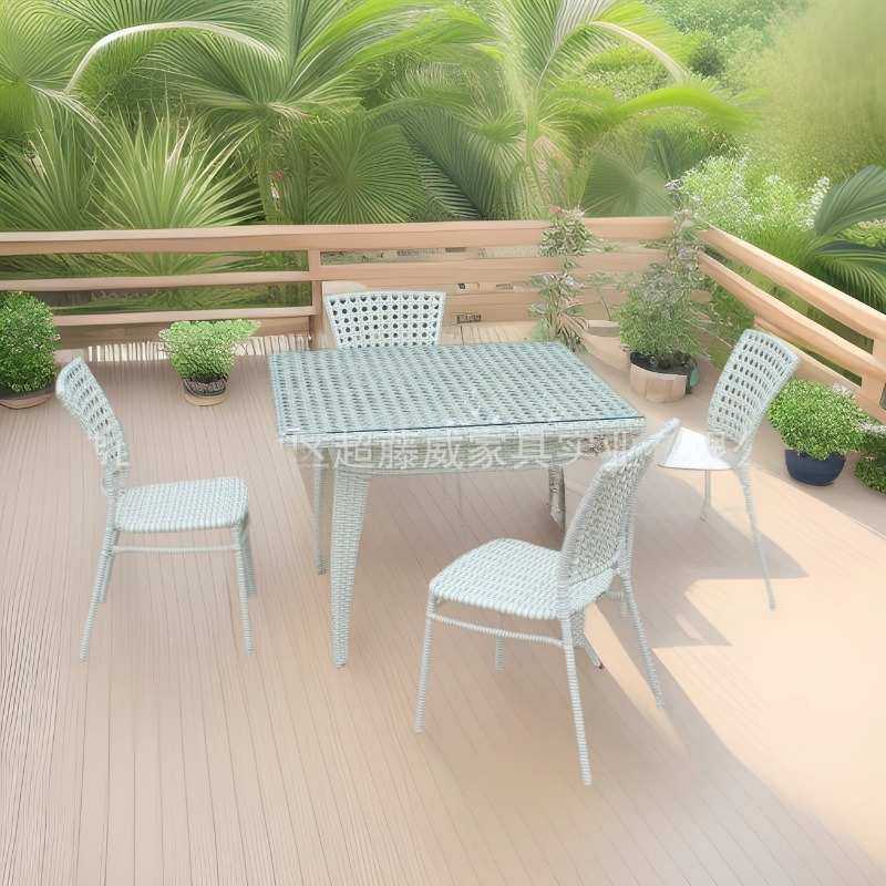 酒店商用时尚防藤编家具艺木室内家具休闲户外餐桌椅简约套装组合