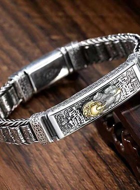 925银时尚手链男潮个性复古y泰银貔貅男士霸气时尚简约百搭送男友