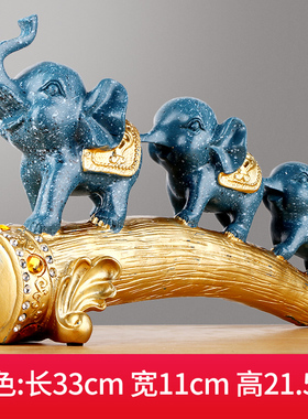 大象摆件一对招财树n脂工艺品仿实木客厅家居酒柜博古架装饰品中
