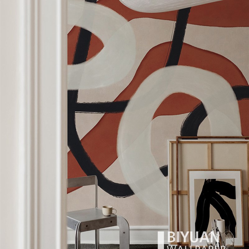 现代创意抽象电视背景墙纸无缝定制沙发卧室简约艺V术壁纸个性墙