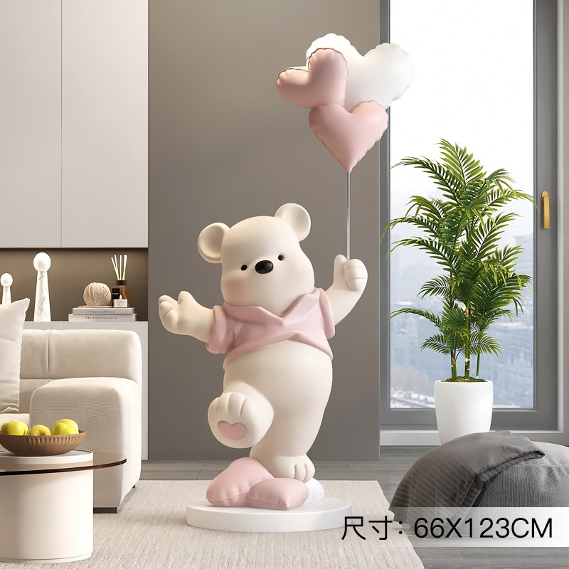 奶油风大型熊落h地摆件客厅装饰电视柜沙发旁轻奢高档乔迁新居礼