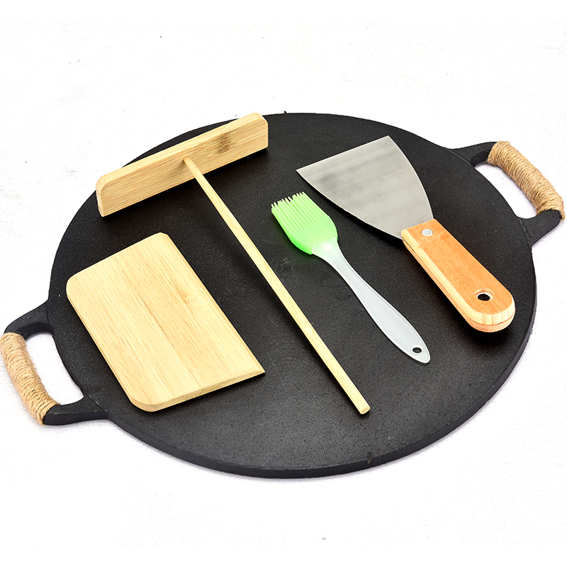 厨诗加厚铸铁平底锅不粘锅家用煎锅无涂层煎饼鏊子铁板Y烧商用两