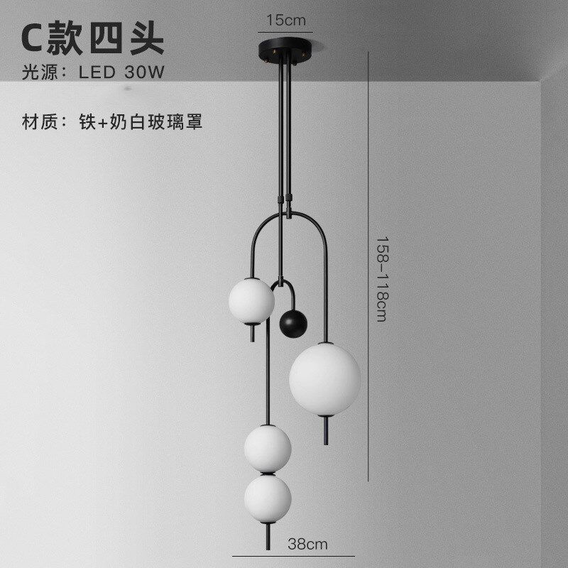 卧室床头吊灯简约现代圆球吊灯可随意调节主卧客厅背景墙极简吊灯