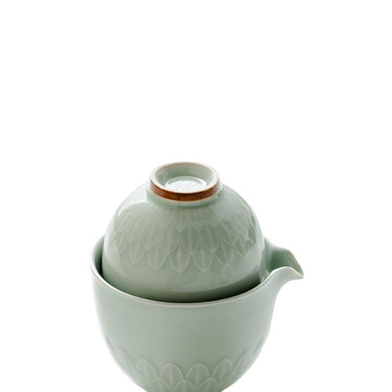 青瓷莲瓣户外旅行茶具快客杯套装便携式包一壶二杯单人功夫泡茶