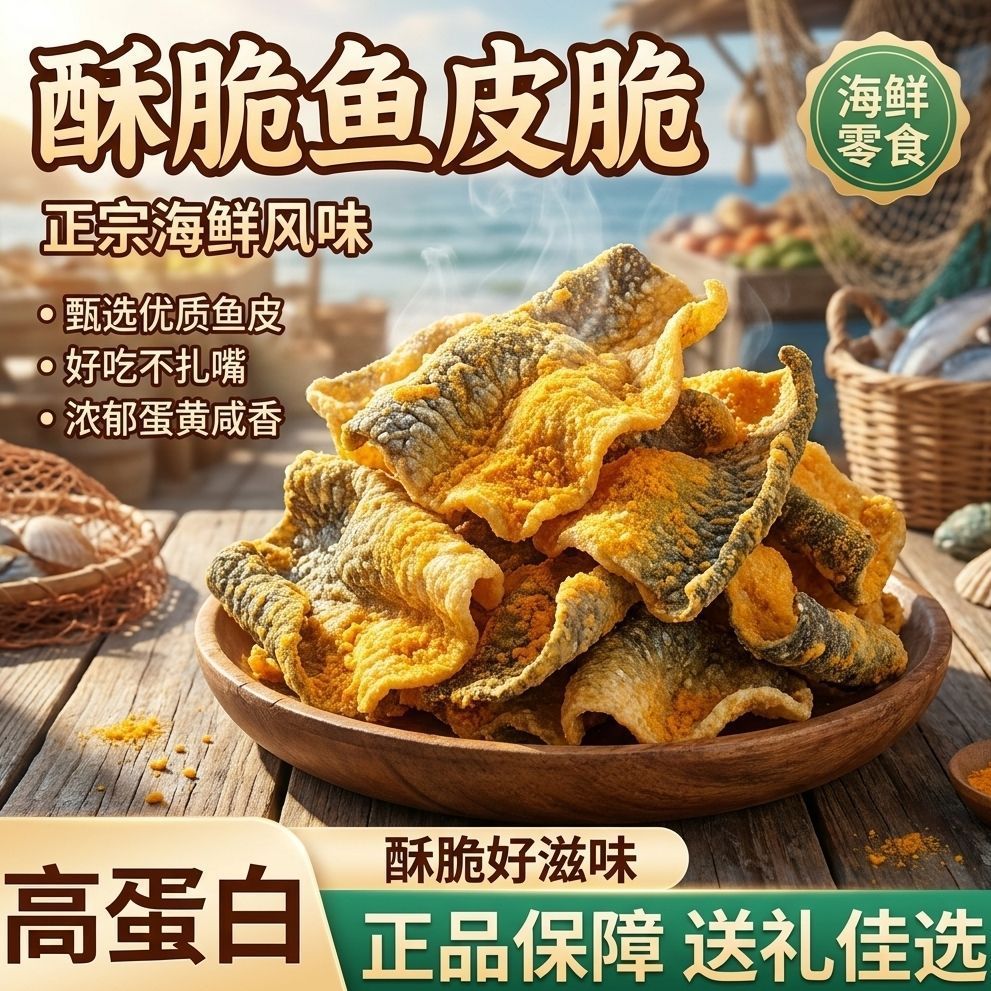烟台特产香酥鱼皮脆鱼皮即食酥脆休闲香脆追剧零食网红小吃咸蛋黄