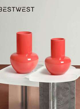 Best west 瓷釉粉中古水培玻璃花瓶摆件家居软装样板间装饰花器