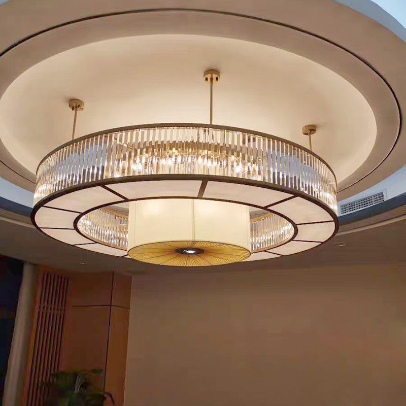 豪华酒店包间水晶吊灯新中式饭店餐厅包厢灯宴会厅大堂圆形灯