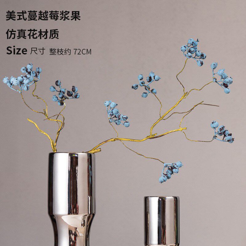 轻奢电镀银花瓶直筒玻璃摆件客厅插花创意酒柜样板房家居陶瓷装饰