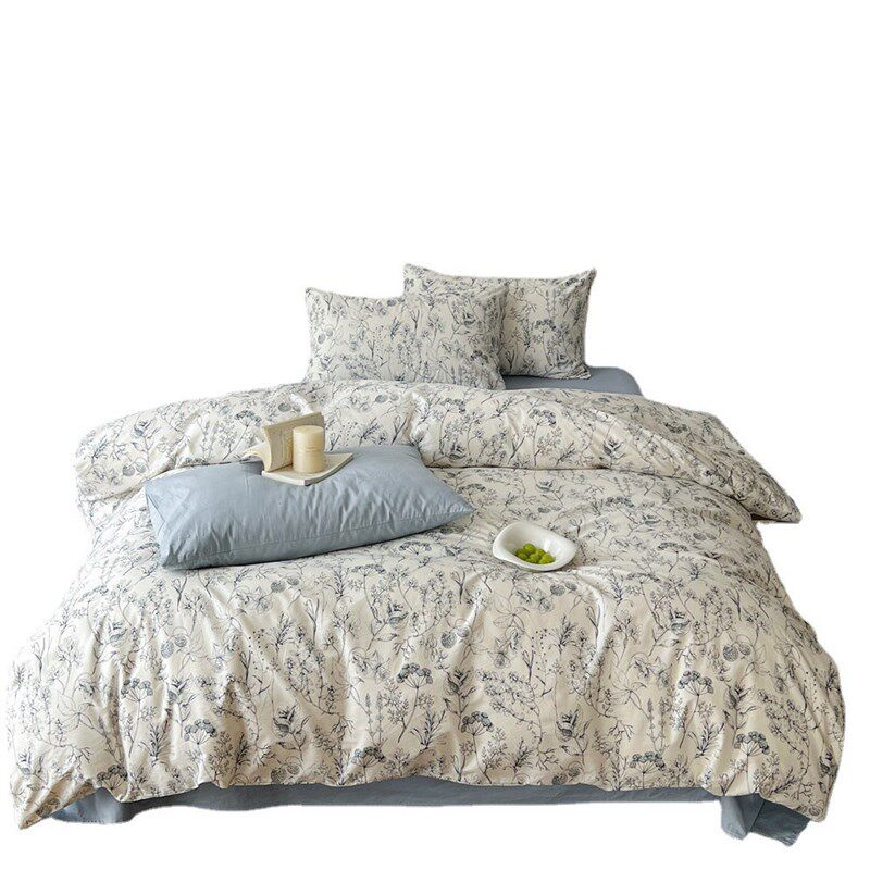 小清新柔软亲肤四件套全棉简约花卉田园风被套床单床上用品