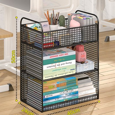 可移动桌边收纳架小书架教t室旁学生书本落地置物架书立架书桌课