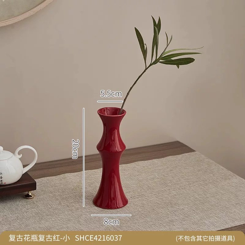 创意竹子陶瓷花瓶高端大气上w档次花器轻奢高级感办公室摆件节节