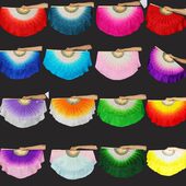 秧歌扇双面真丝花 跳舞扇舞蹈扇色灯 戏儿童渐变 小幼儿园8寸花鼓