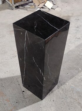 黑色大理石底座中式摆件玄关客厅摆件底座增高台T石材花盆底座定