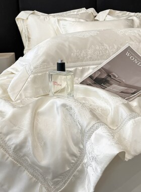 高精密提花夏凉被高级感四件套y白色轻奢空调被大气夏被床笠2m床