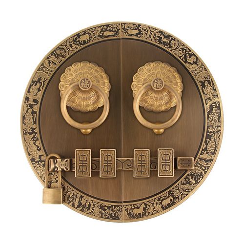 定制中式纯铜加粗大门门环拉手门锁仿M古实木门铜拉手门把手