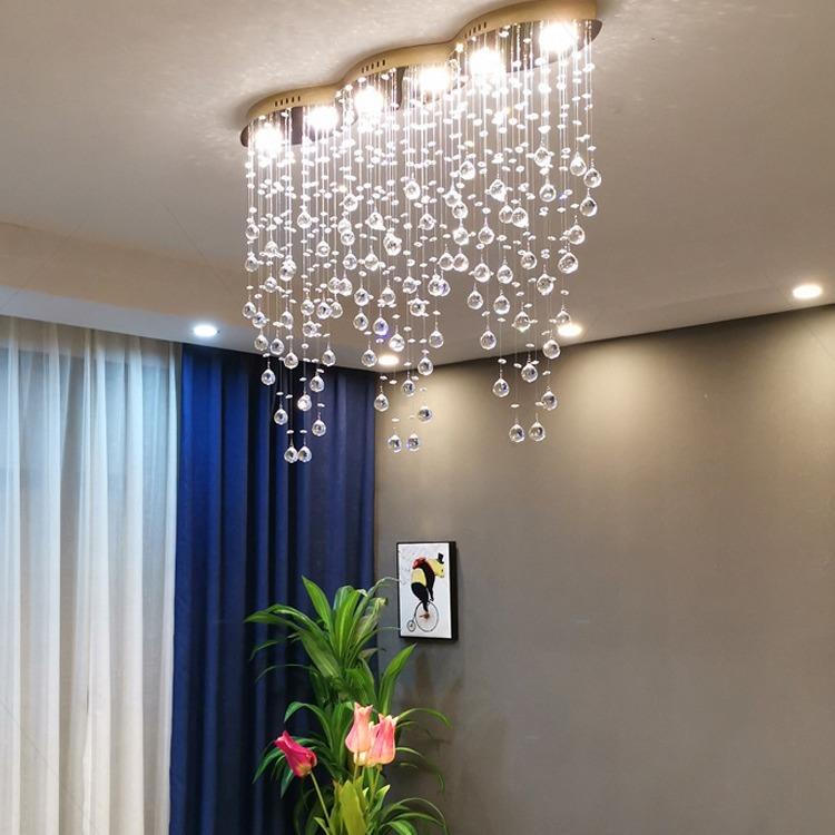 设计师艺术餐厅长条吊灯简约饭厅餐桌灯具高档吧台岛台水晶吸顶灯