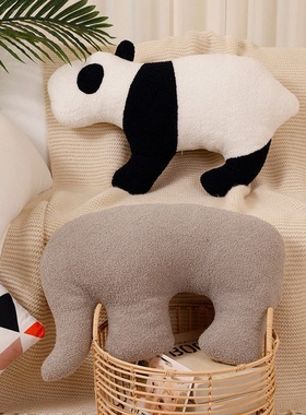 创意可爱动物抱枕毛绒卡通客厅沙发旁落L地摆件女生睡觉专用枕头